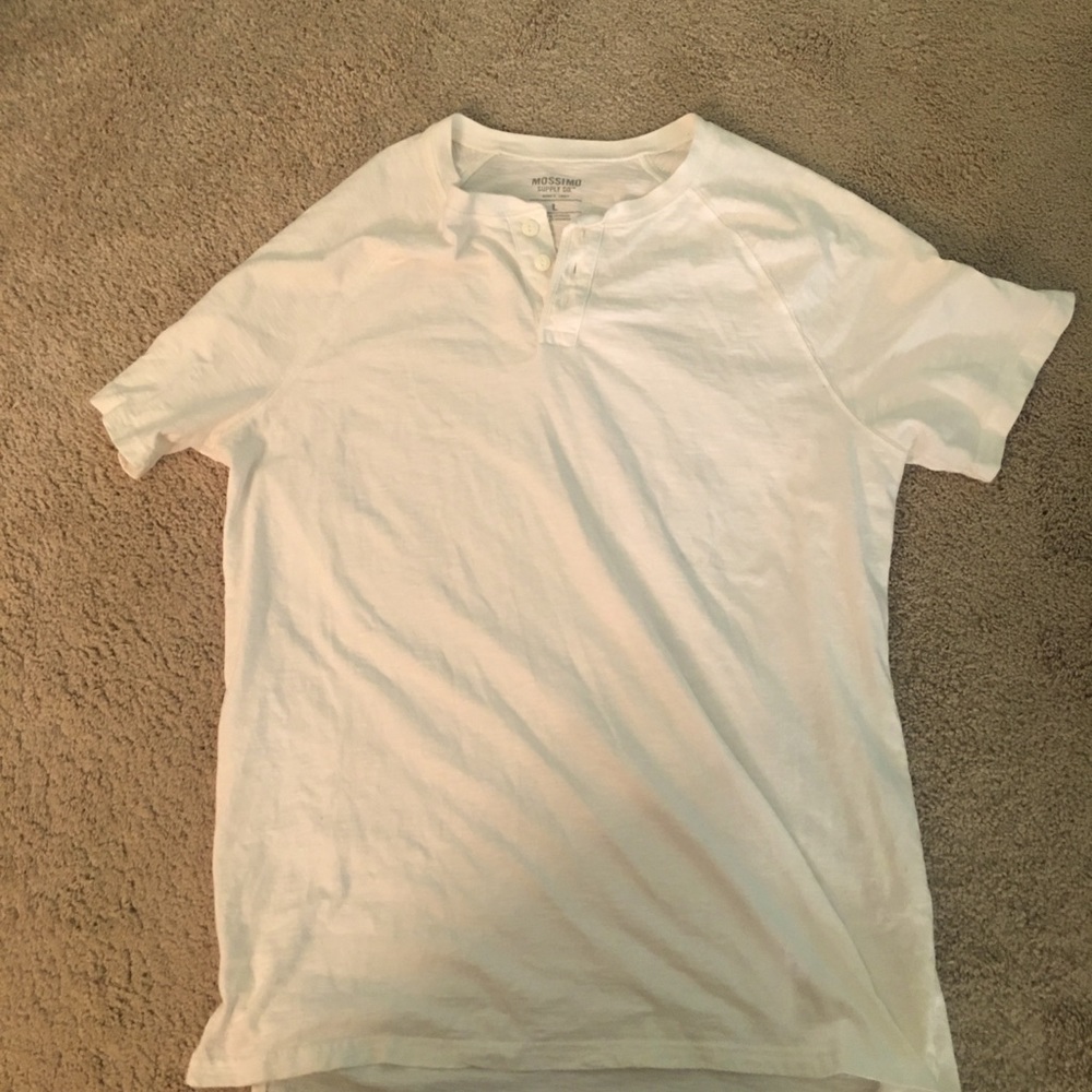 White massimo tee shirt with button up.